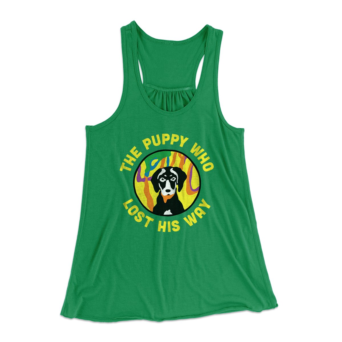 The Puppy Who Lost His Way Women's Flowey Tank Top Kelly | Funny Shirt from Famous In Real Life