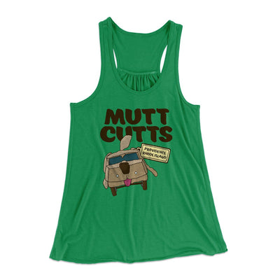 Mutt Cutts Women's Flowey Tank Top Kelly | Funny Shirt from Famous In Real Life