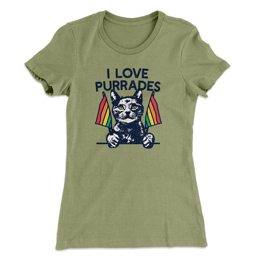 I Love Purrades Women's T-Shirt Light Olive | Funny Shirt from Famous In Real Life