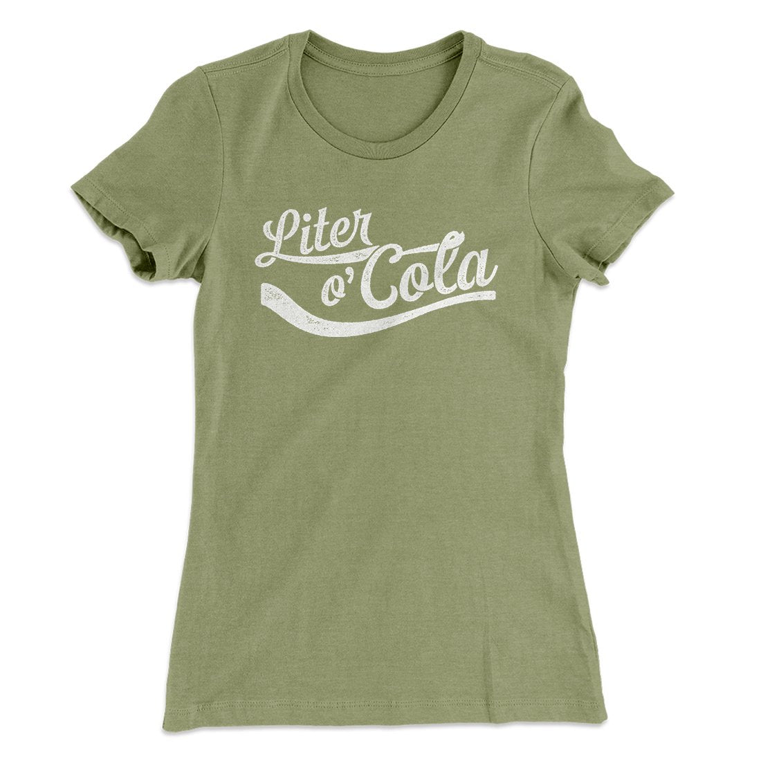 Liter-O-Cola Women's T-Shirt Light Olive | Funny Shirt from Famous In Real Life