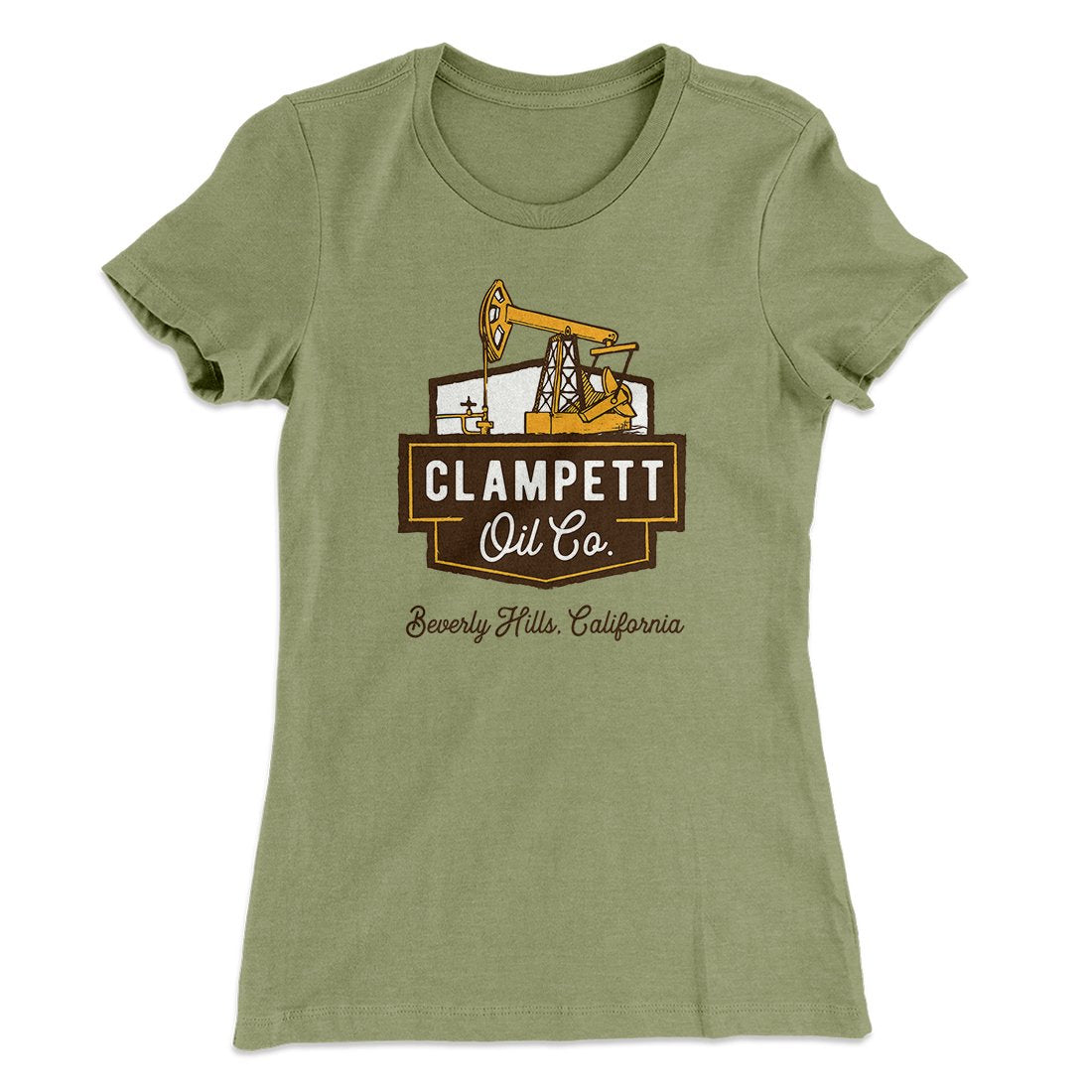 Clampett Oil Co. Women's T-Shirt Light Olive | Funny Shirt from Famous In Real Life