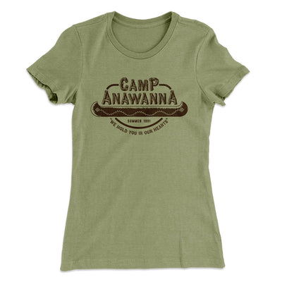 Camp Anawanna Women's T-Shirt Light Olive | Funny Shirt from Famous In Real Life