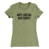 Anti-Social Butterfly Funny Women's T-Shirt Light Olive | Funny Shirt from Famous In Real Life