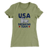USA Drinking Team Women's T-Shirt Light Olive | Funny Shirt from Famous In Real Life