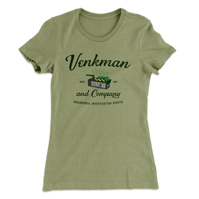 Venkman and Company Women's T-Shirt Light Olive | Funny Shirt from Famous In Real Life