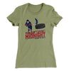 Threat Level: Midnight Women's T-Shirt Light Olive | Funny Shirt from Famous In Real Life