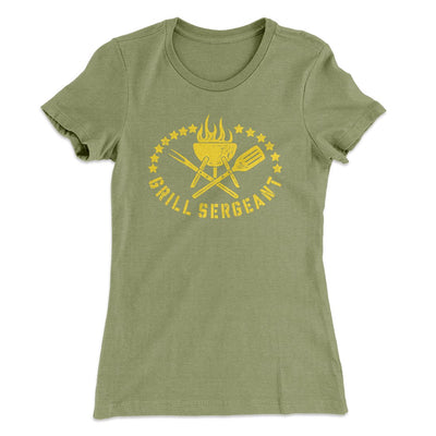 Grill Sergeant Women's T-Shirt Light Olive | Funny Shirt from Famous In Real Life