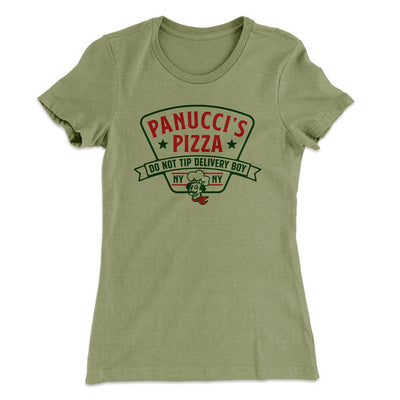 Panucci's Pizza Women's T-Shirt Light Olive | Funny Shirt from Famous In Real Life