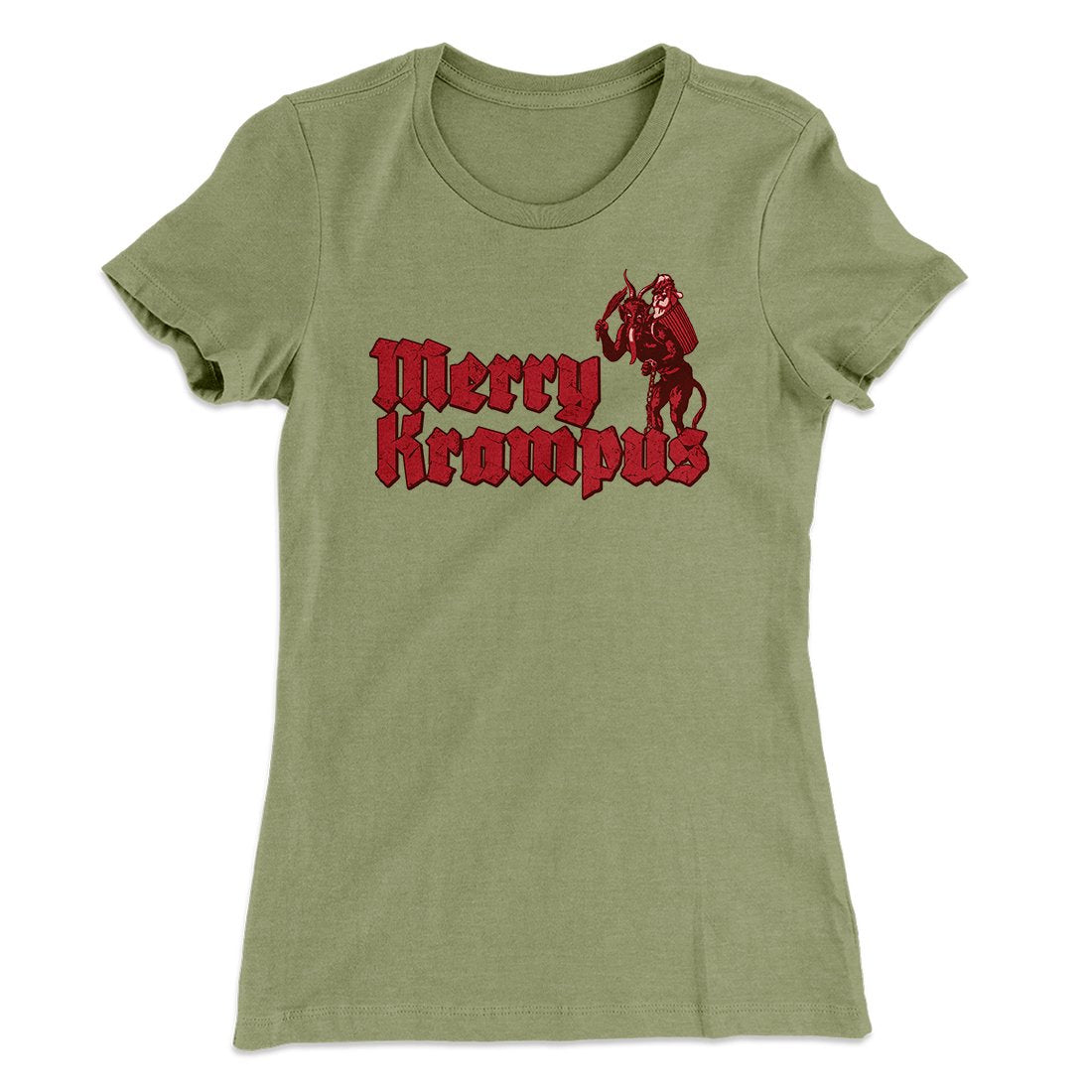 Merry Krampus Women's T-Shirt Light Olive | Funny Shirt from Famous In Real Life