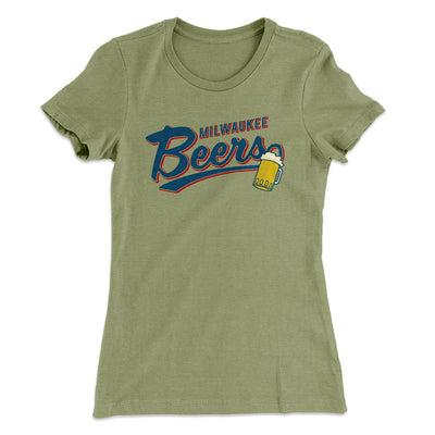 Milwaukee Beers Women's T-Shirt Light Olive | Funny Shirt from Famous In Real Life
