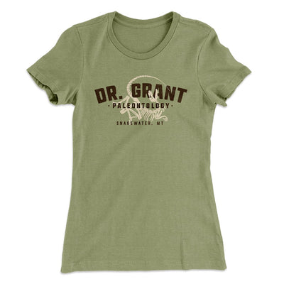 Doctor Grant Paleontology Women's T-Shirt Light Olive | Funny Shirt from Famous In Real Life