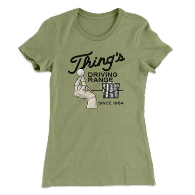 Thing's Driving Range Women's T-Shirt Light Olive | Funny Shirt from Famous In Real Life