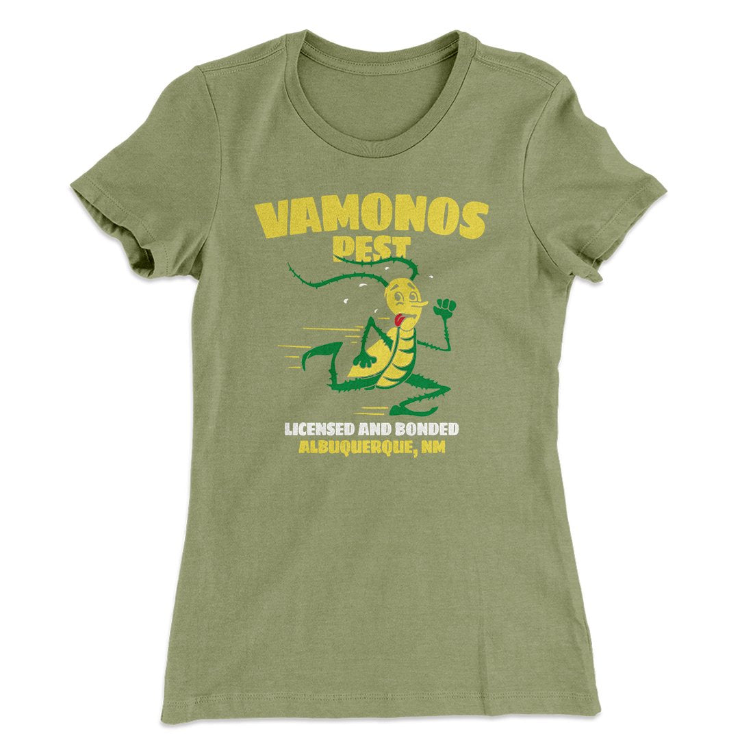 Vamonos Pest Control Women's T-Shirt Light Olive | Funny Shirt from Famous In Real Life
