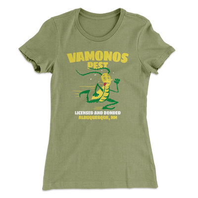 Vamonos Pest Control Women's T-Shirt Light Olive | Funny Shirt from Famous In Real Life