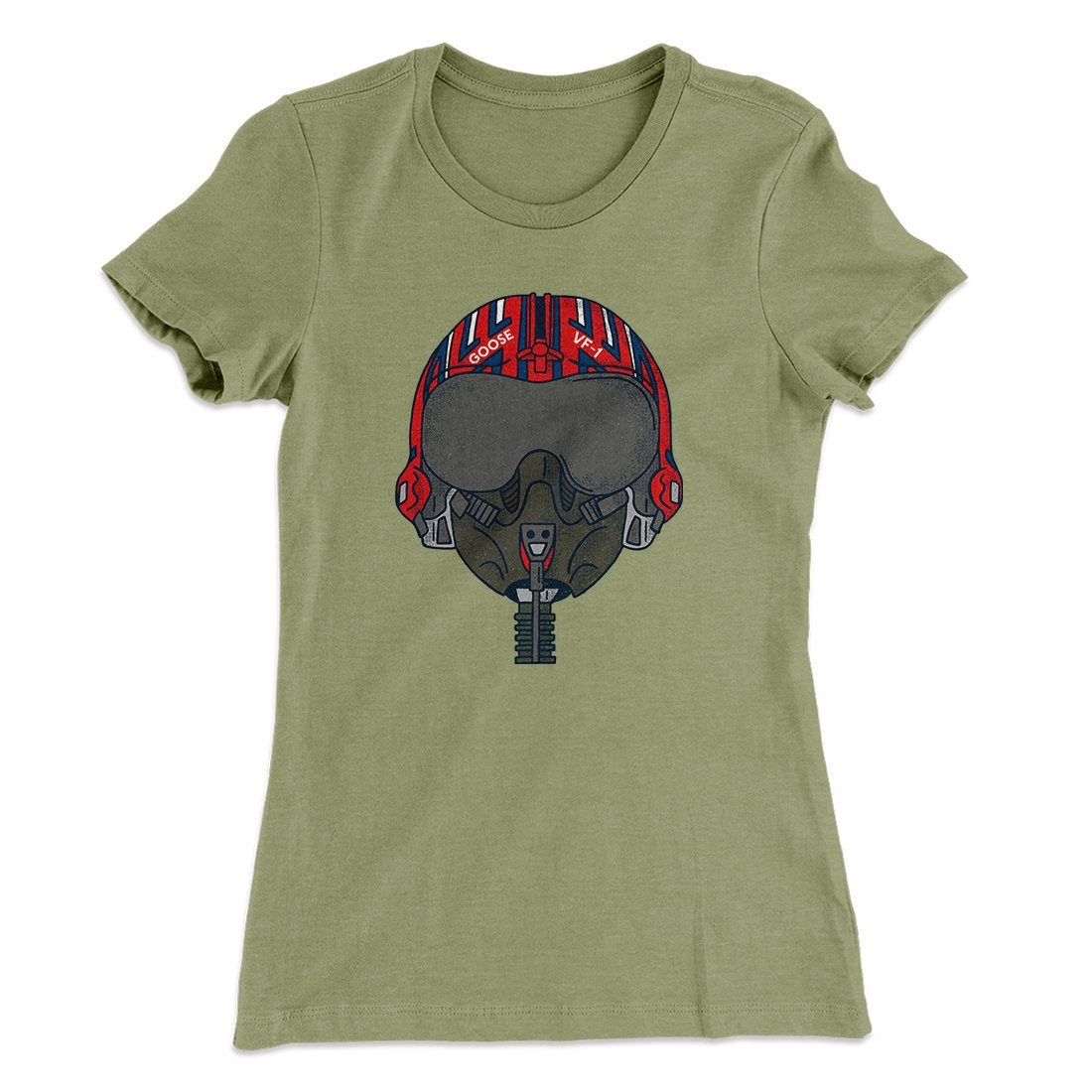 Goose Helmet Women's T-Shirt Light Olive | Funny Shirt from Famous In Real Life