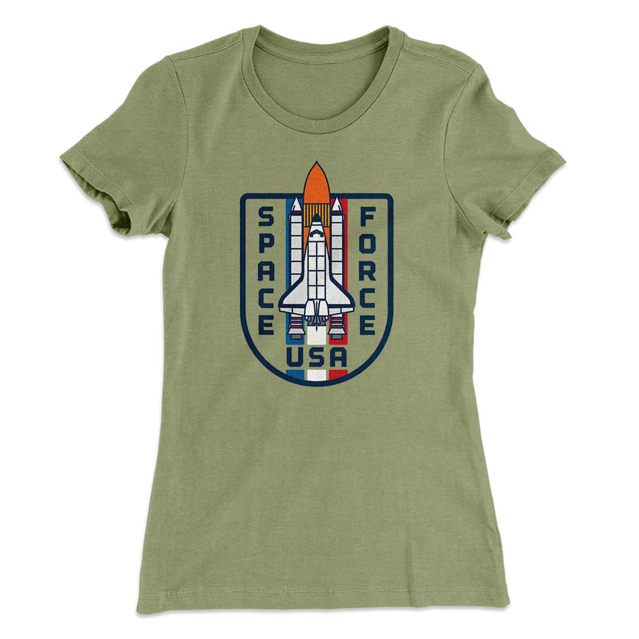 Space Force USA Women's T-Shirt Light Olive | Funny Shirt from Famous In Real Life
