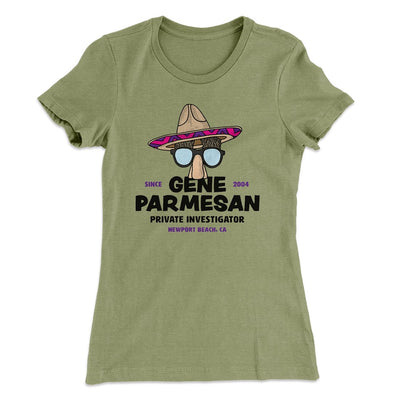 Gene Parmesan Women's T-Shirt Light Olive | Funny Shirt from Famous In Real Life