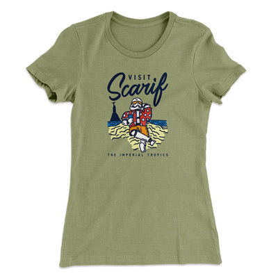 Visit Scarif Women's T-Shirt Light Olive | Funny Shirt from Famous In Real Life