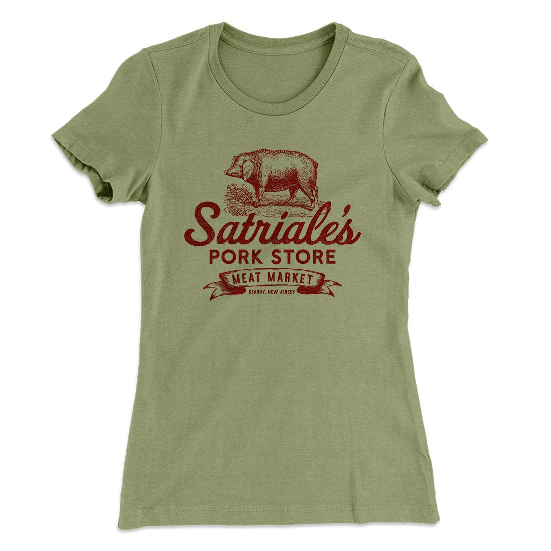 Satriale's Women's T-Shirt Light Olive | Funny Shirt from Famous In Real Life