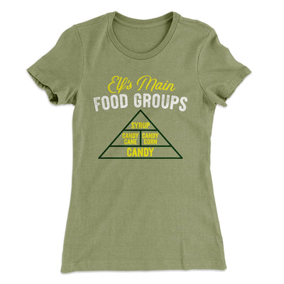 Elf Food Groups Women's T-Shirt Light Olive | Funny Shirt from Famous In Real Life