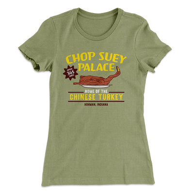 Chop Suey Palace Women's T-Shirt Light Olive | Funny Shirt from Famous In Real Life