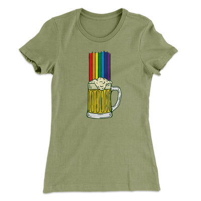Beer Rainbow Women's T-Shirt Light Olive | Funny Shirt from Famous In Real Life
