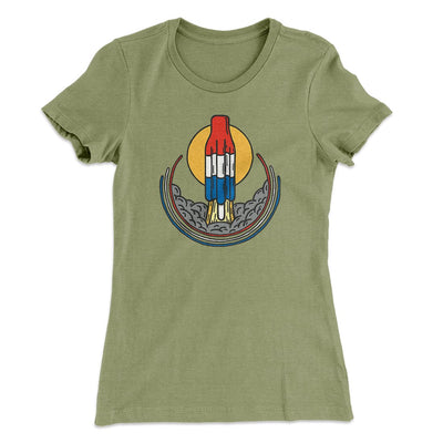 Rocket Pop Launch Women's T-Shirt Light Olive | Funny Shirt from Famous In Real Life