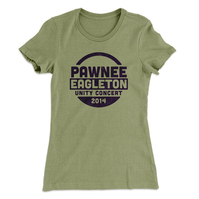 Pawnee Eagleton Unity Concert Women's T-Shirt Light Olive | Funny Shirt from Famous In Real Life