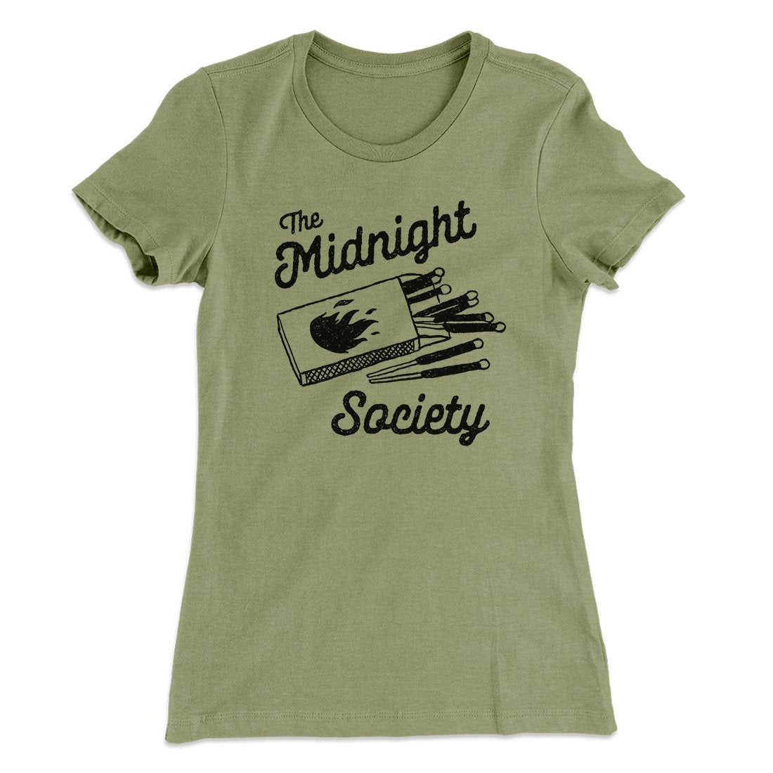 The Midnight Society Women's T-Shirt Light Olive | Funny Shirt from Famous In Real Life