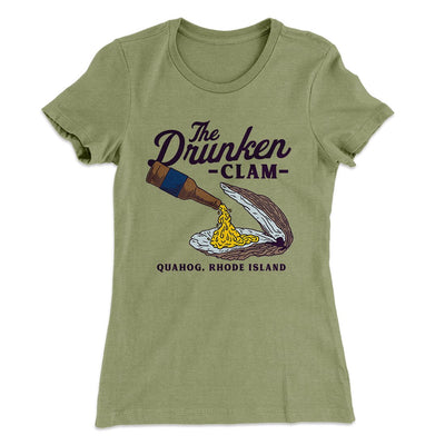 The Drunken Clam Women's T-Shirt Light Olive | Funny Shirt from Famous In Real Life
