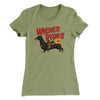 Wiener Rides Funny Women's T-Shirt Light Olive | Funny Shirt from Famous In Real Life
