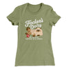 Focker's Dairy Women's T-Shirt Light Olive | Funny Shirt from Famous In Real Life