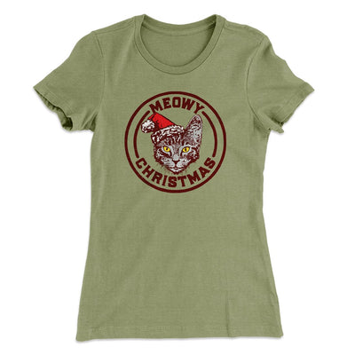 Meowy Christmas Women's T-Shirt Light Olive | Funny Shirt from Famous In Real Life