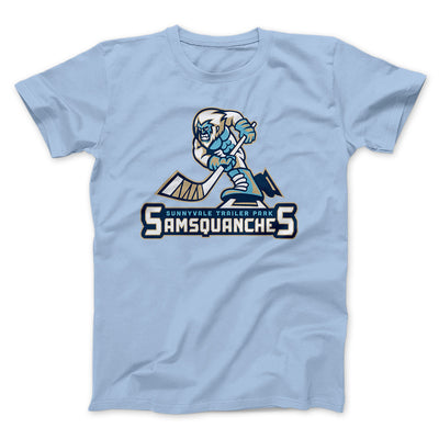Sunnyvale Samsquanches Men/Unisex T-Shirt Heather Ice Blue | Funny Shirt from Famous In Real Life