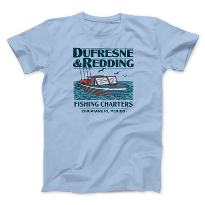 Dufresne & Redding Fishing Charters Funny Movie Men/Unisex T-Shirt Heather Ice Blue | Funny Shirt from Famous In Real Life