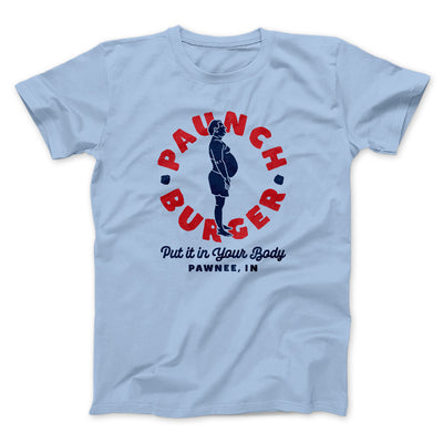 Paunch Burger Men/Unisex T-Shirt Heather Ice Blue | Funny Shirt from Famous In Real Life