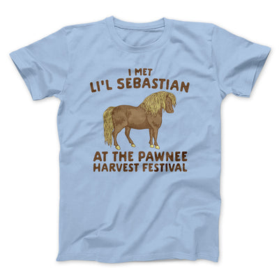 I Met Li'l Sebastian Men/Unisex T-Shirt Heather Ice Blue | Funny Shirt from Famous In Real Life