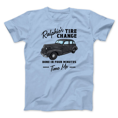Ralphie's Tire Change Men/Unisex T-Shirt Heather Ice Blue | Funny Shirt from Famous In Real Life