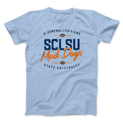 SCLSU Mud Dogs Football Funny Movie Men/Unisex T-Shirt Heather Ice Blue | Funny Shirt from Famous In Real Life