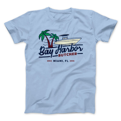 Bay Harbor Butcher Men/Unisex T-Shirt Heather Ice Blue | Funny Shirt from Famous In Real Life