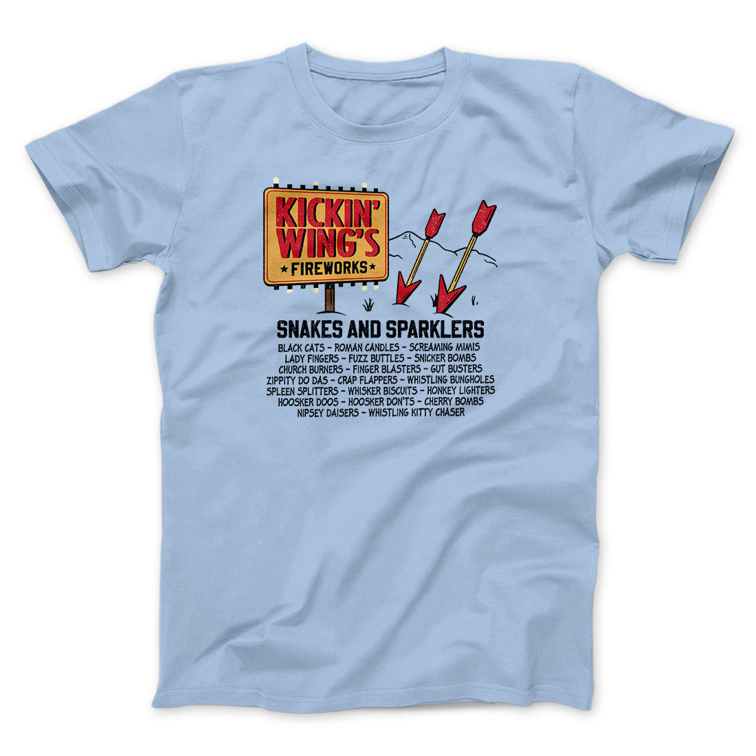 Kickin' Wing's Fireworks Funny Movie Men/Unisex T-Shirt Baby Blue | Funny Shirt from Famous In Real Life