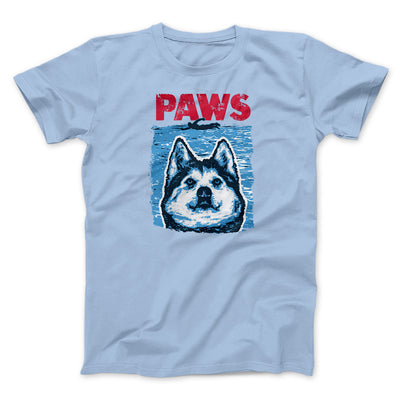 PAWS Dog Funny Movie Men/Unisex T-Shirt Heather Ice Blue | Funny Shirt from Famous In Real Life