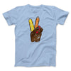 Peace Sign Hand Turkey Funny Thanksgiving Men/Unisex T-Shirt Light Blue | Funny Shirt from Famous In Real Life