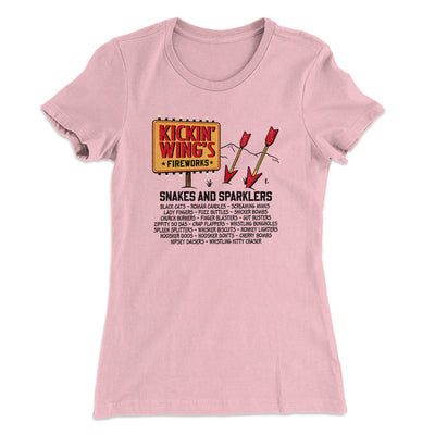Kickin' Wing's Fireworks Women's T-Shirt Hot Pink | Funny Shirt from Famous In Real Life