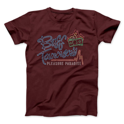 Biff Tannen's Pleasure Paradise Funny Movie Men/Unisex T-Shirt Maroon | Funny Shirt from Famous In Real Life