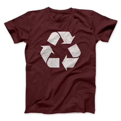 Recycle Symbol Men/Unisex T-Shirt Maroon | Funny Shirt from Famous In Real Life