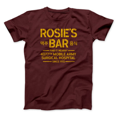 Rosie's Bar Men/Unisex T-Shirt Maroon | Funny Shirt from Famous In Real Life