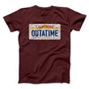 Outatime License Plate Funny Movie Men/Unisex T-Shirt Maroon | Funny Shirt from Famous In Real Life