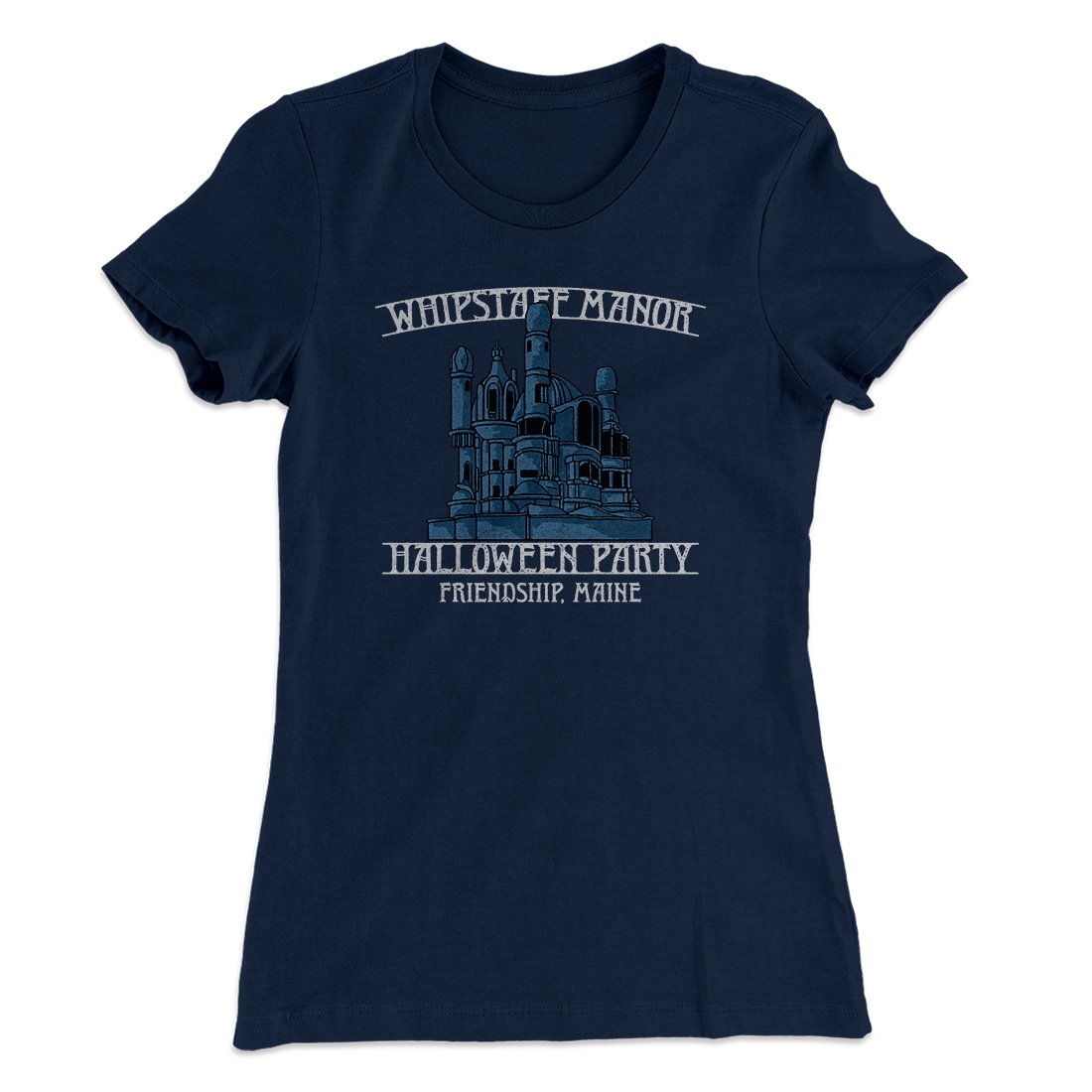 Whipstaff Manor Halloween Party Women's T-Shirt Midnight Navy | Funny Shirt from Famous In Real Life