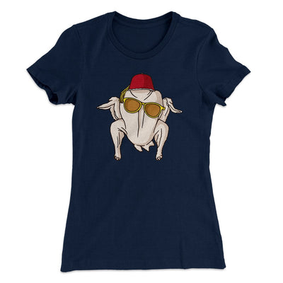 Monica Turkey Head Funny Thanksgiving Women's T-Shirt Midnight Navy | Funny Shirt from Famous In Real Life